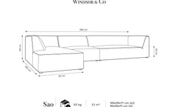 Modulares 5-Sitzer-Sofa Sao links Samt